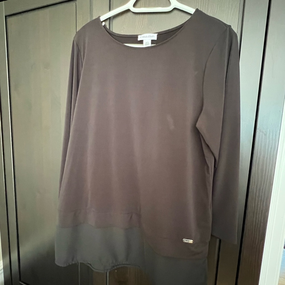 Calvin Klein Women's black thin Long Sleeve Top